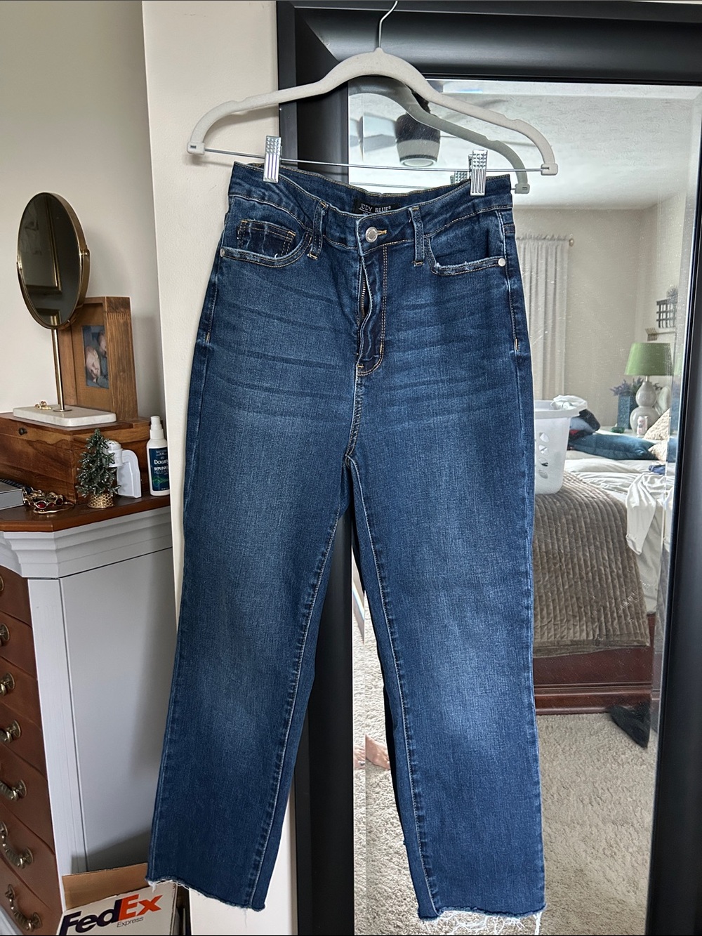 Judy Blue Dark Blue Cropped High-Rise Straight Jeans